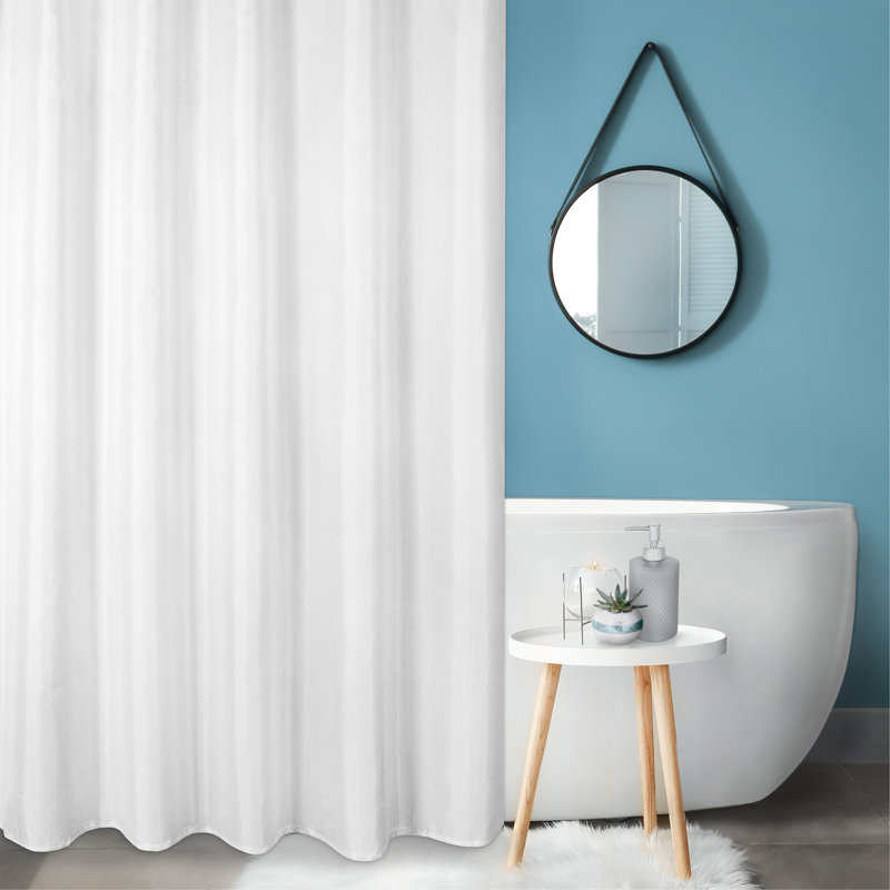 Shower Curtain with Hooks Included, White