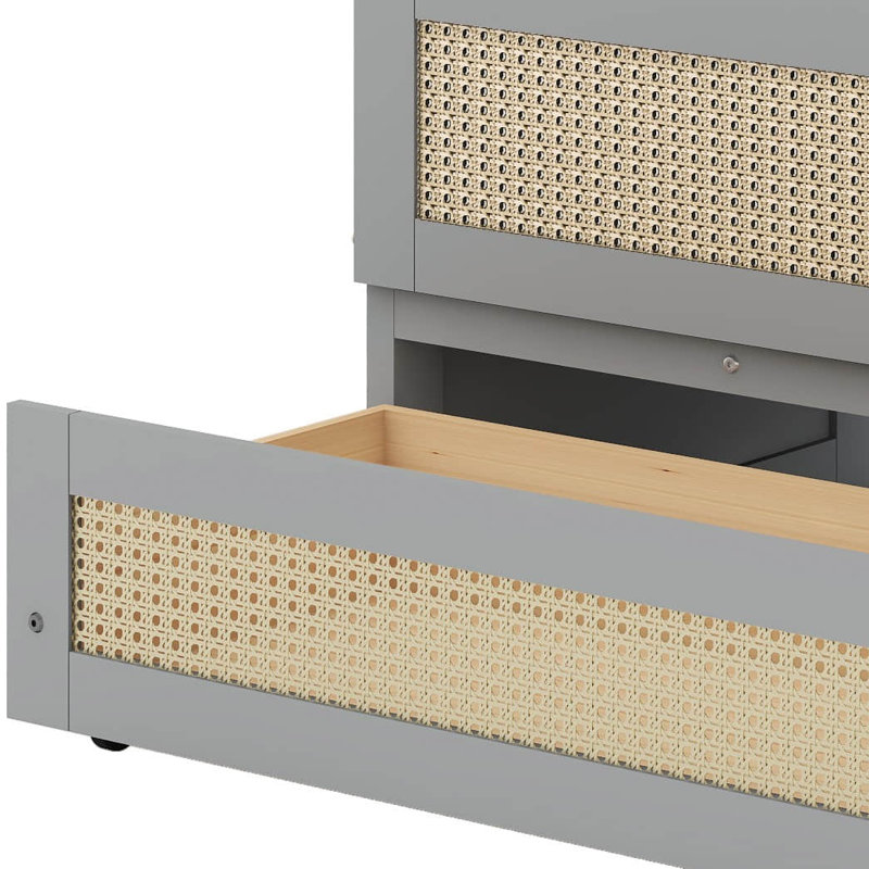 Lit escamotable double avec grands tiroirs, Gris