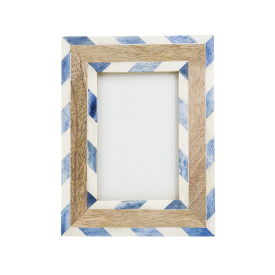 Saro Chevron And Wood Crafted Bone Photo Frame