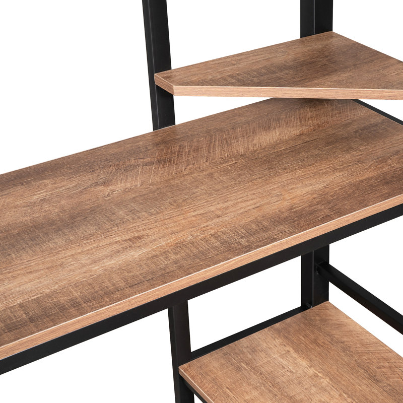 Lit Loft en métal avec grand bureau et tablettes