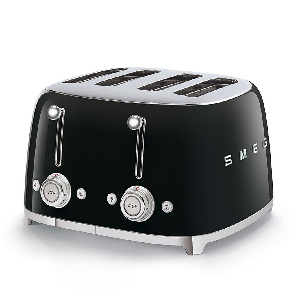 SMEG 50's Retro Style 4x4 Slice Toaster, Black