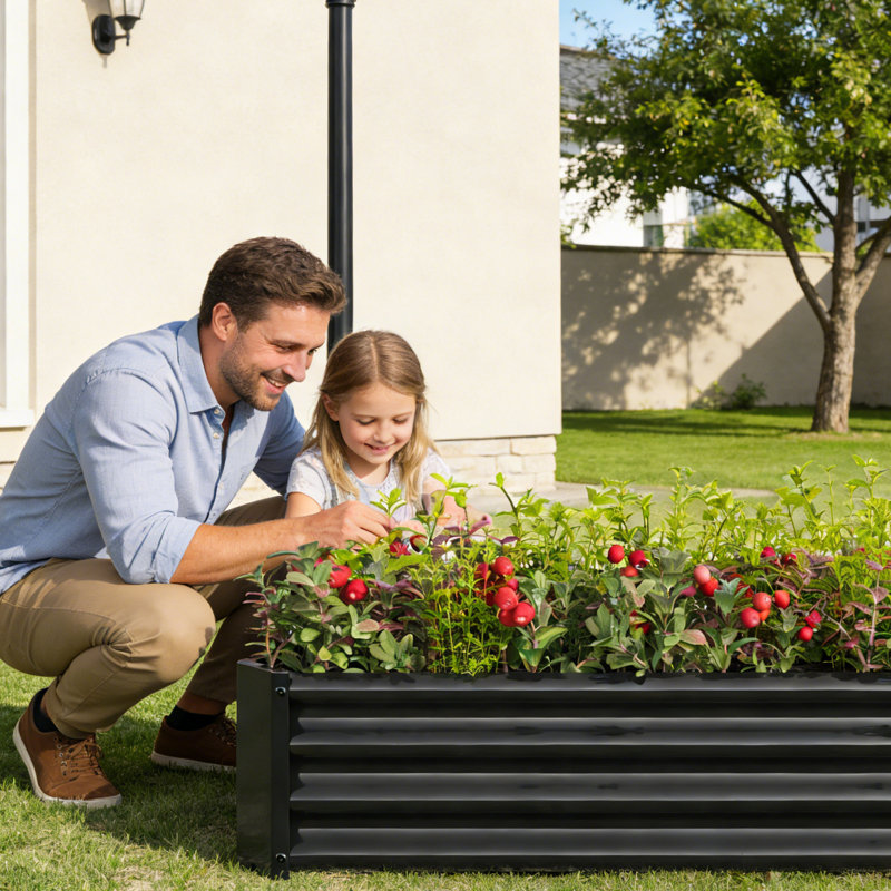 8x4 Ft Galvanized Steel Raised Garden Bed Kit - 1ft High, Outdoor Metal Planter Box for Vegetables, Herbs, Flowers & Plants | Easy Assembly, Rust-Resistant, Durable，set of 5