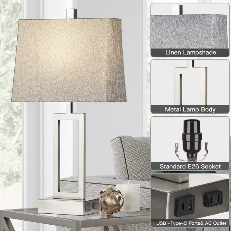 23.5" Touch Control Table Lamps, Silver, Gray