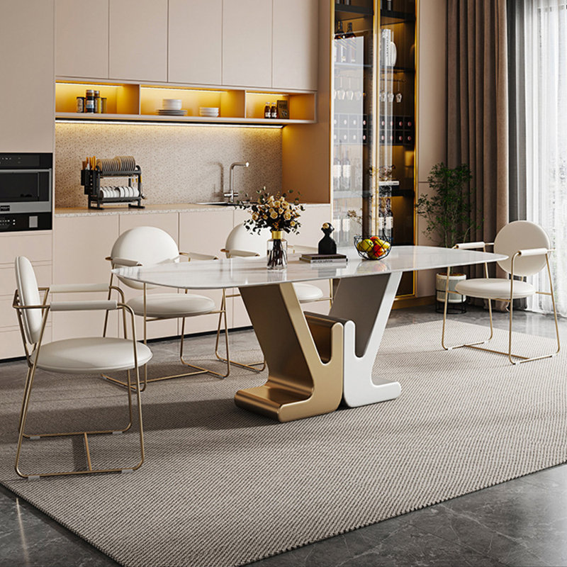 Modern luxury rectangular dining table set, 29.9"H x 55.1"L x 31.5"W