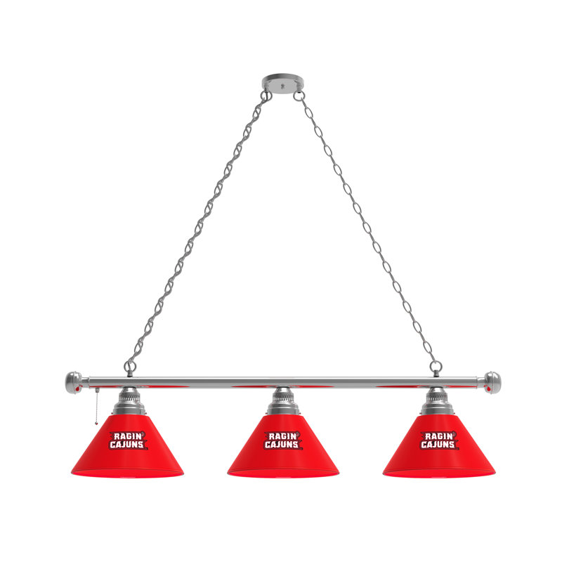 3 - Light Pool Table Lights Pendant, Chrome, Louisiana-Lafayette Ragin' Cajuns