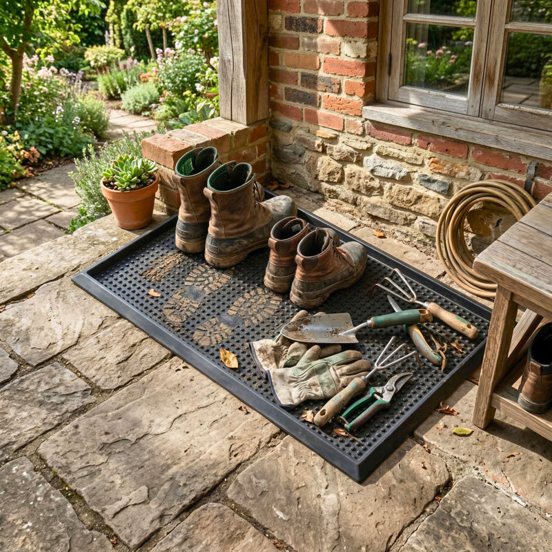 Heavy-Duty Waterproof Rubber Boot Tray, Non-Slip Indoor/Outdoor Shoe Mat & Utility Mat