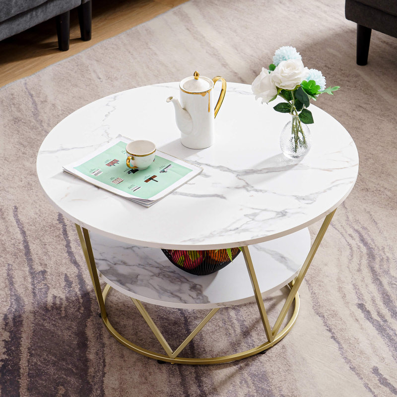 Table basse moderne à 2 niveaux avec structure en métal