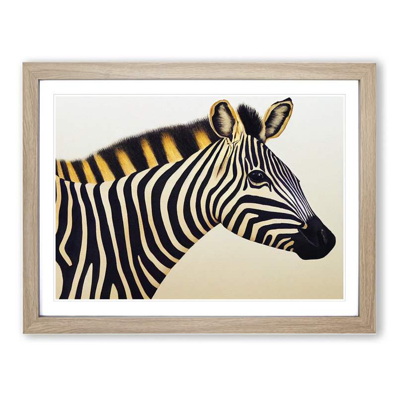 Zebra Vol.1 - Single Picture Frame Painting, 46cm H x 64cm W x 2cm D, Oak