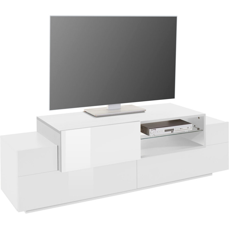 Aadaya TV Stand for TVs up to 42", Matte White/Glossy White