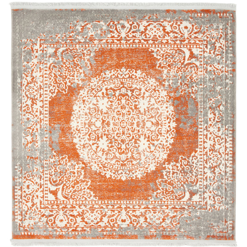 Malynn Oriental Area Rug, Square 8', Orange