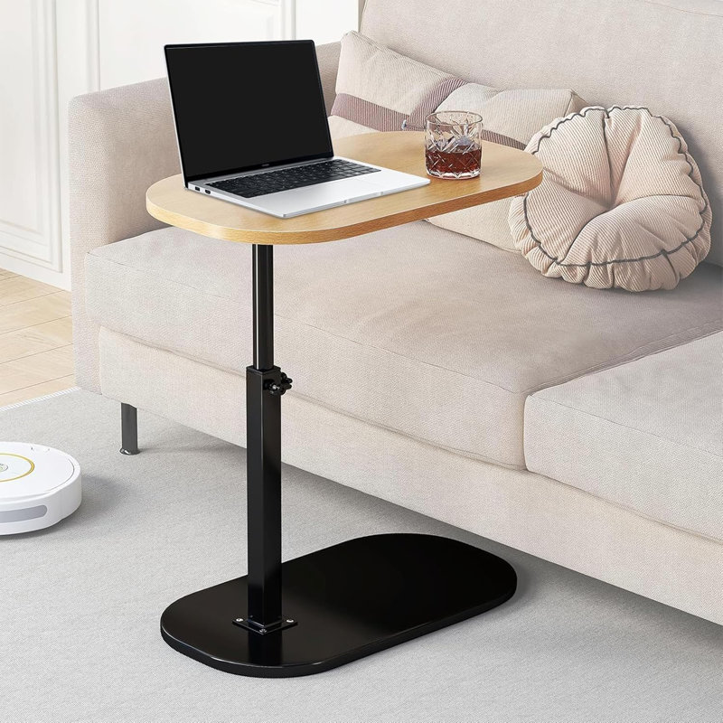 C Shaped End Table For Couch, C Table End Table With Adjustable Height, 360° Swivel Laptop Desk