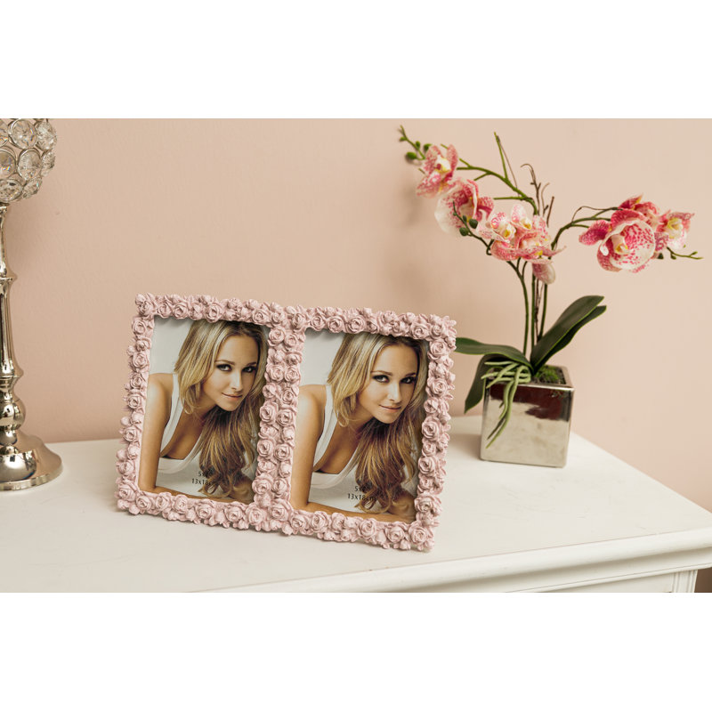 Pink Embossed Picture Frame, 21cm H x 31cm W x 3cm D