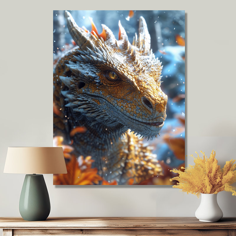 «Majestic Dragon Fantasy Portrait - Dragons», reproduction d'art murale, Toile tendue, H 44 po x l 34 po x P 1,5 po