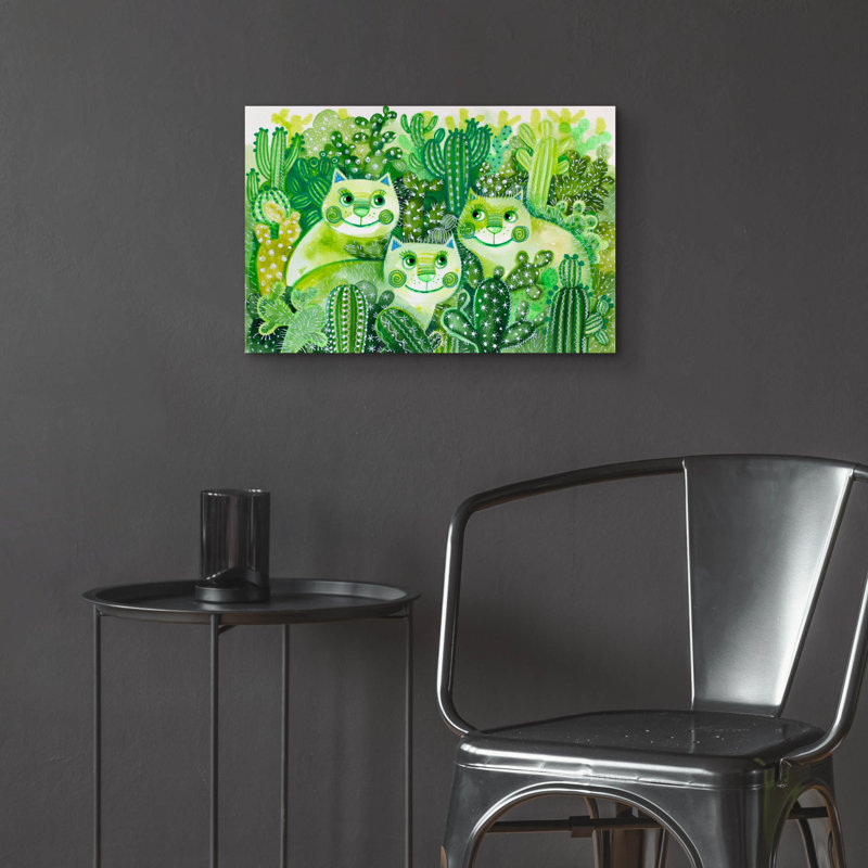 Art mural en verre rouge «Chlorophyl Mohito Cats» par Oxana Zaika par Red Barrel Studio®, H 16 po x l 24 po x P 0,2 po