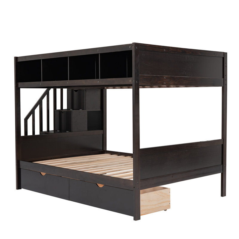 Over  Bunk Bed With Shelfsstorage Staircase And  Drawers