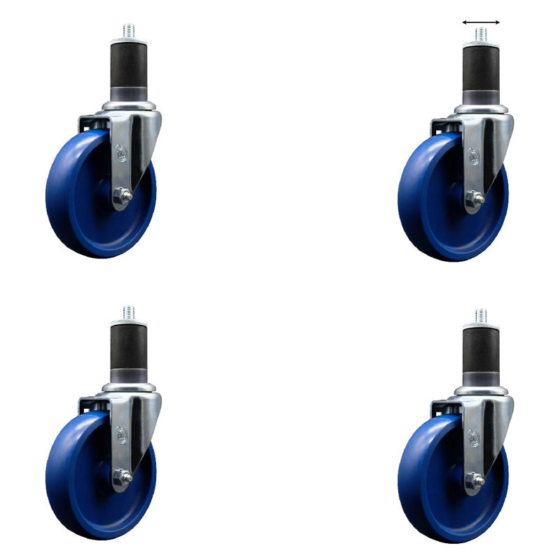 Ensemble de roulettes extensibles en polyuréthane pivotant de 5 po à 1 5/8 po SCC