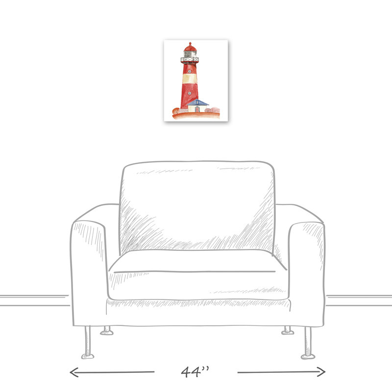 Phare rouge sur toile, H 14 po x l 11 po x P 1,25 po