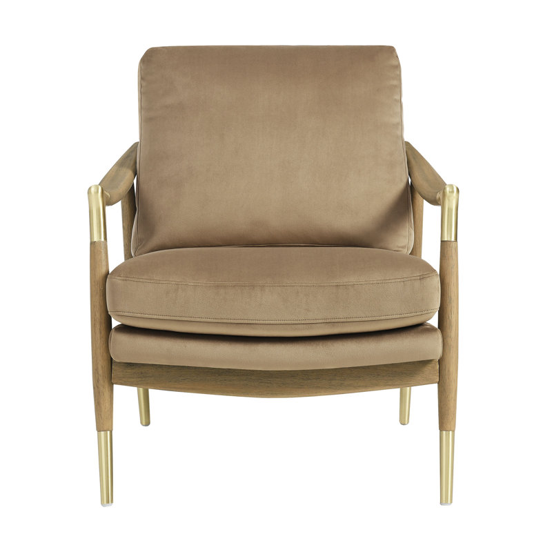 Fauteuil Langford, Velours taupe noyer