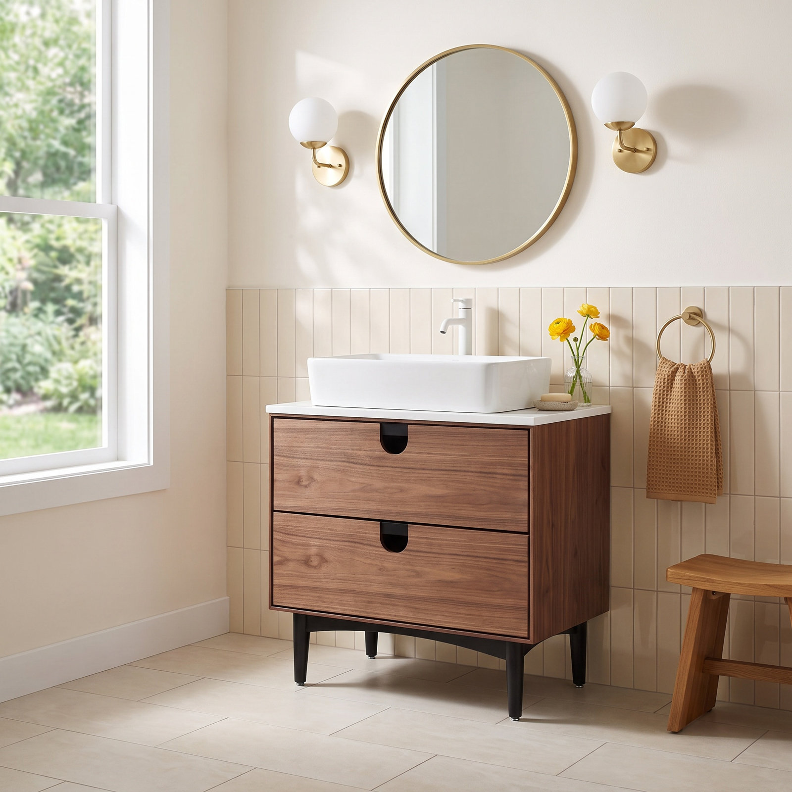 Antonina 30" Single Bathroom Vanity, Walnut