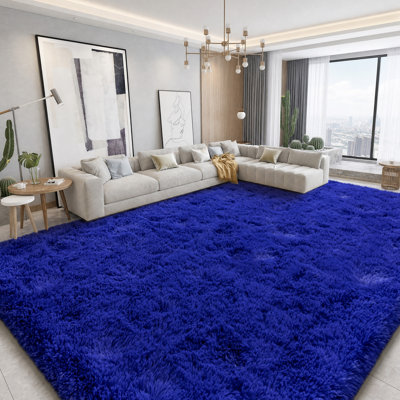 Solid Rug Soft Fluffy Bright Blue Indoor Area Rug for Living Room Bedroom Nursery Kids Room