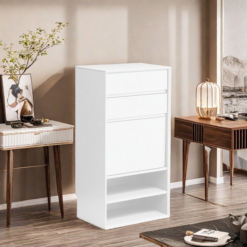 Armoire d'entrée en bois massif 10 paires pour chaussures, Blanc