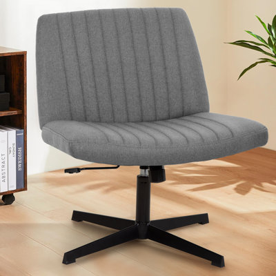Criss Cross Chair Armless Office Chair No Wheels Modern Swivel Height Adjustable Ergonomic Desk Chair With Wide Seat Computer Task Vanity Chair For Home Office
