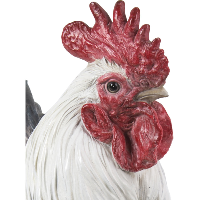 Statue coq, Blanc/rouge