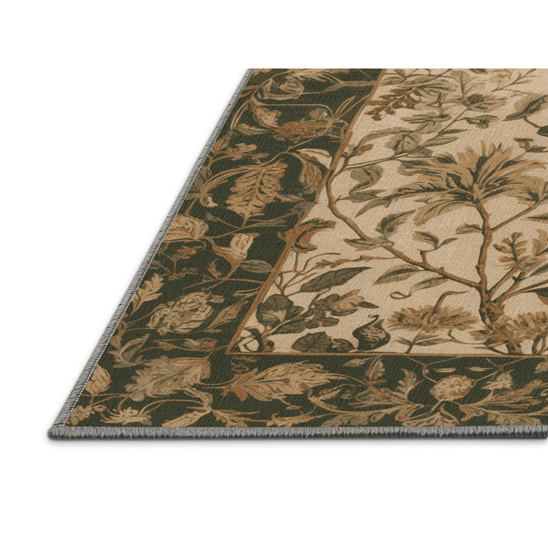 Machine Washable Nature Brown Area Rug, Round 8'