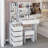 37" Middle Size Left Bedside Cabinet Vanity Table + Cushioned Stool, Extra Large Right Sliding Mirror, Multi Layer High Capacity Storage, Practical Fashionable Dresser, Suitable For Large Space-791896633