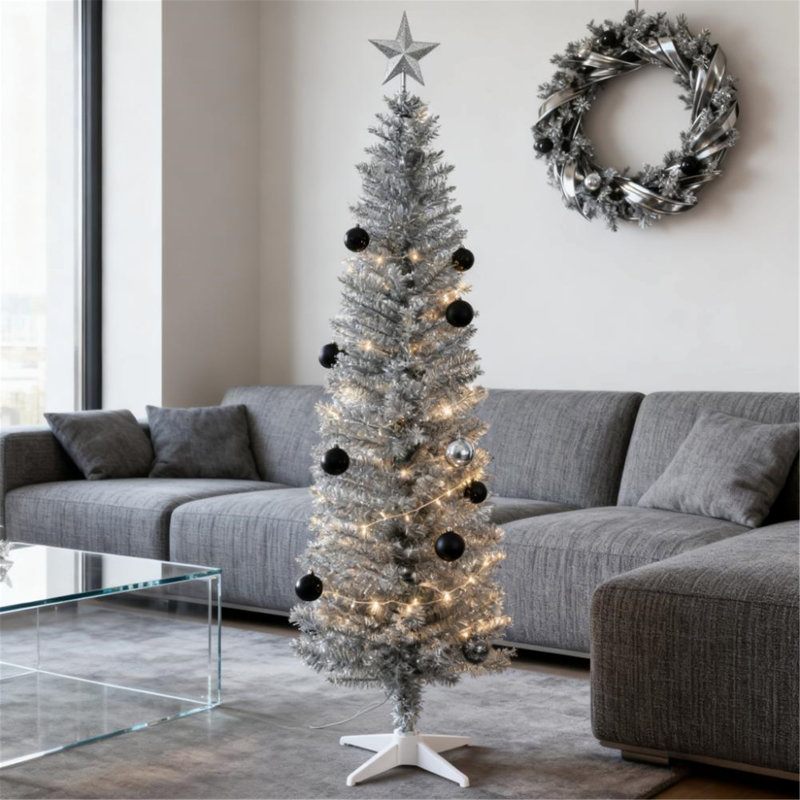 Arbre de Noël artificiel avec 390 extrémités de branches réalistes et support en plastique