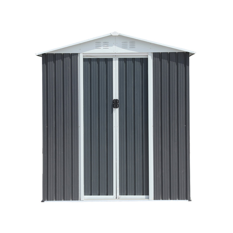 Gray Galvanized Steel and Aluminum Apex Roof Outdoor Storage Shed