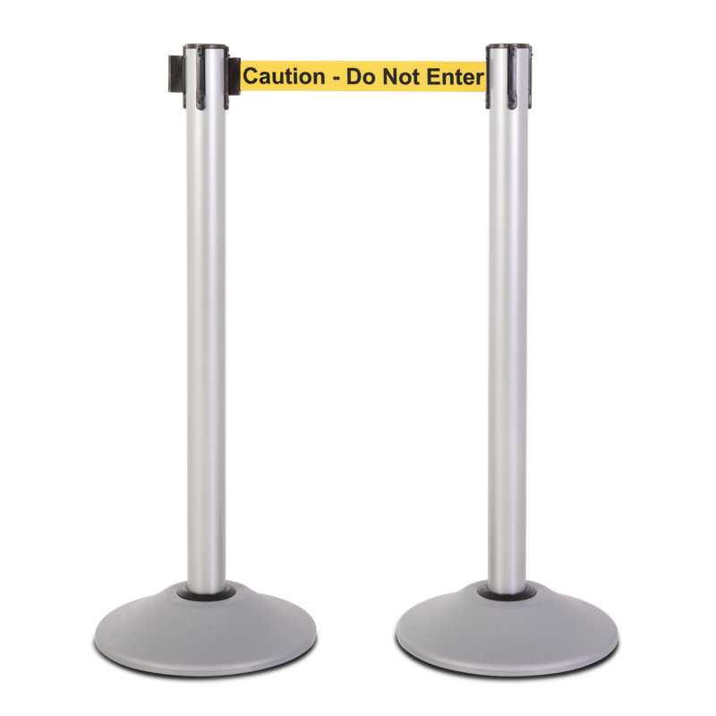 Silver Heavy Duty Steel Stanchion with 7.5-Foot Retractable Belt
