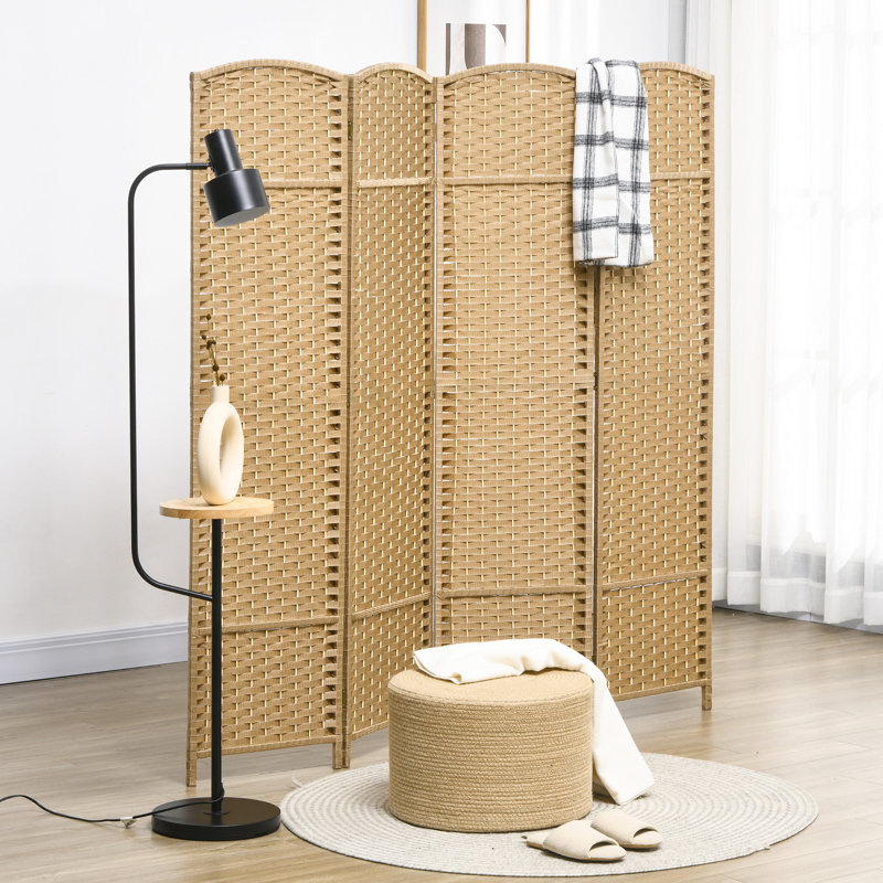 Paravent en bois massif Sipriano, Beige, 4, 66.9" H x 63" W
