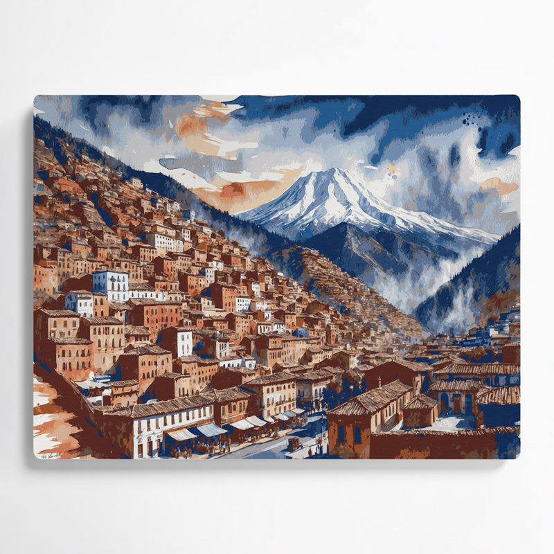 Art mural mauve en villes, La Paz, Bolivie, H 11 po x l 14 po