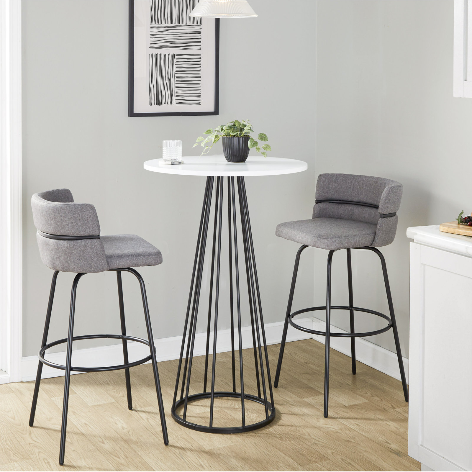 Orvile Dining Table, White, Black, 42"
