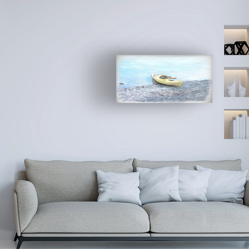 Art sur toile «Kayak jaune» par Leslie Montgomery, H 16 po x l 32 po x P 2 po