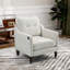 Fauteuil rembourré avec accoudoirs carrés et capitonnés-579925322