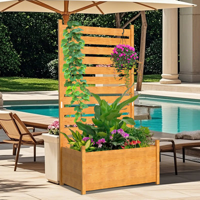 Air Conditioner Fence, Outdoor Wood Decorative Fences with Planter Box, Trash Can Privacy Screens by ShangQuan WuLiu