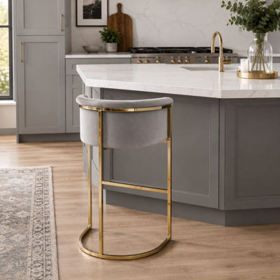Upholstered Counter Stool with Metal Frame