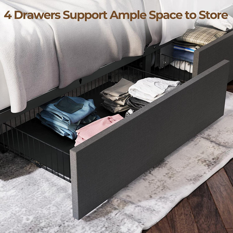 Upholstered Slat Storage Bed