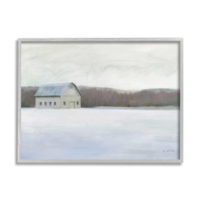 Winter Barn, H 24 po x l 30 po, Cadre gris