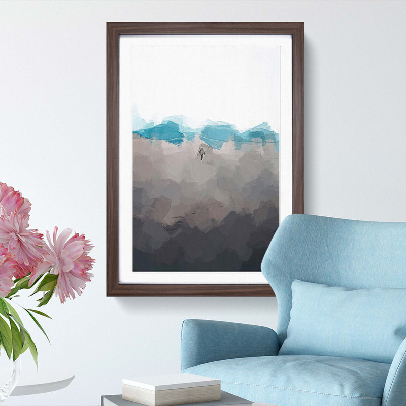 Desert Walker in Abstract - Picture Frame Graphic Art Print, 48cm H x 36cm W x 2cm D, Walnut Framed