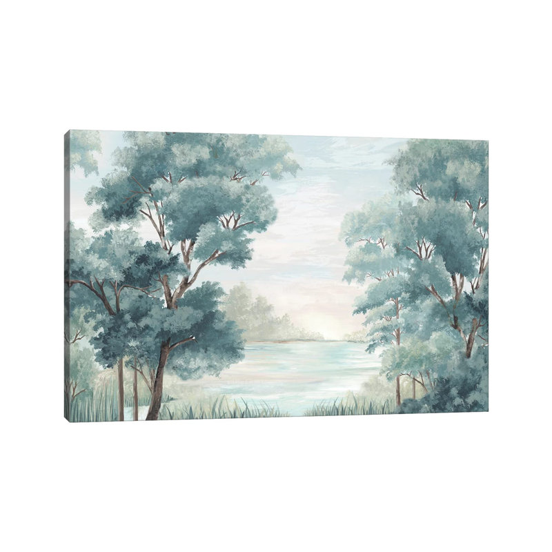 Calm Forest River by Eva Watts - Painting on Canvas, 45.72cm H x 66.04cm W x 3.81cm D, Wrapped Canvas