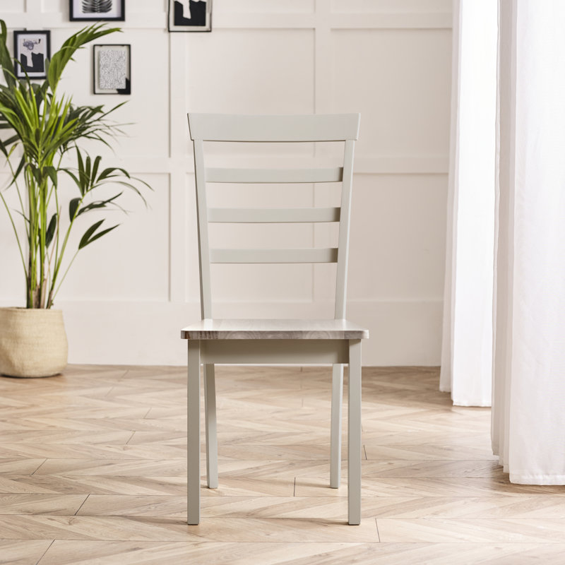 Chaises de salle à manger en bois massif Whitley - Style campagnard rustique traditionnel, Blanc / Gris