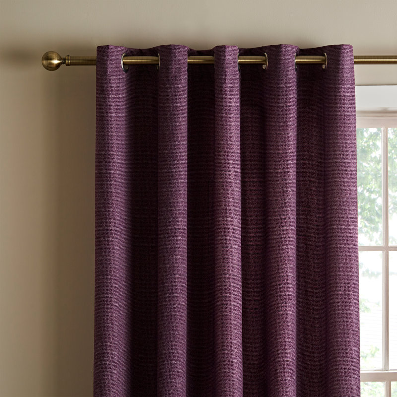 Textured Thermal Insulating Eyelet Curtains, 117" W x 137" D, Plum