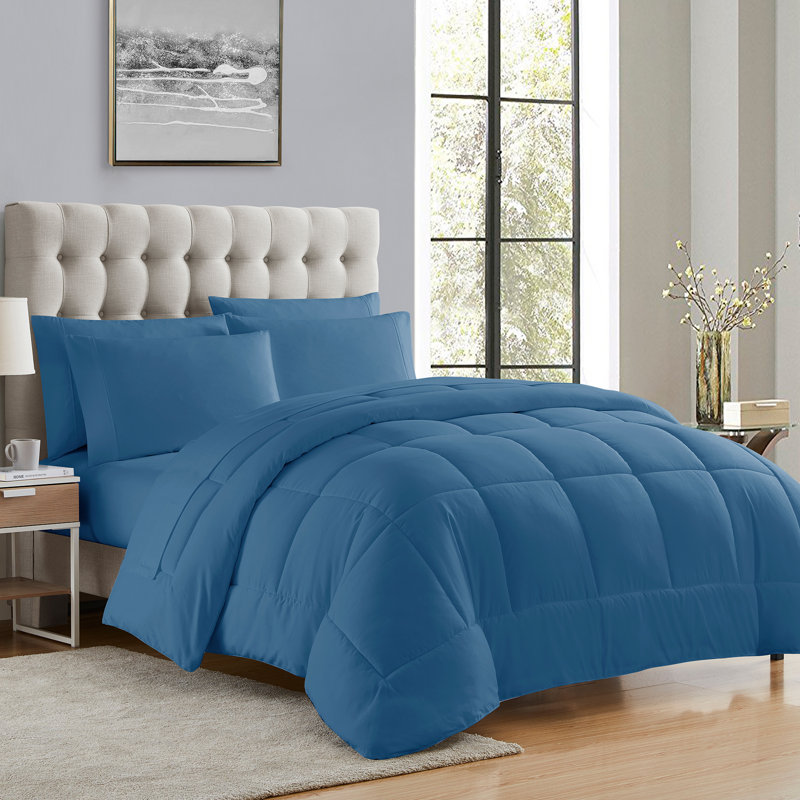 Ensemble d'édredon et de draps de couleur unie toutes saisons pour lit dans un sac 5 pièces / 7 pièces par Sweet Home Collection