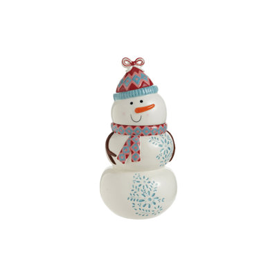 Stoneware Snowman Shaped Jar Multi Color