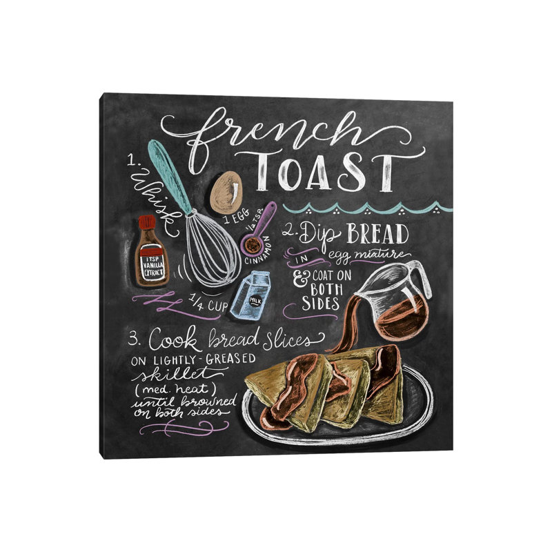 Recette de pain doré français - impression, H 12 po x l 12 po x P 0,75 po, Toile tendue
