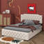 Grand lit plateforme tapissier avec lit gigogne simple et 2 ensembles de ports USB de chaque côté-987320554