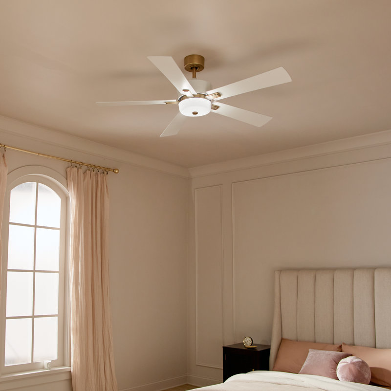 56'' Ceiling Fan with LED Lights, Brushed Natural Brass
